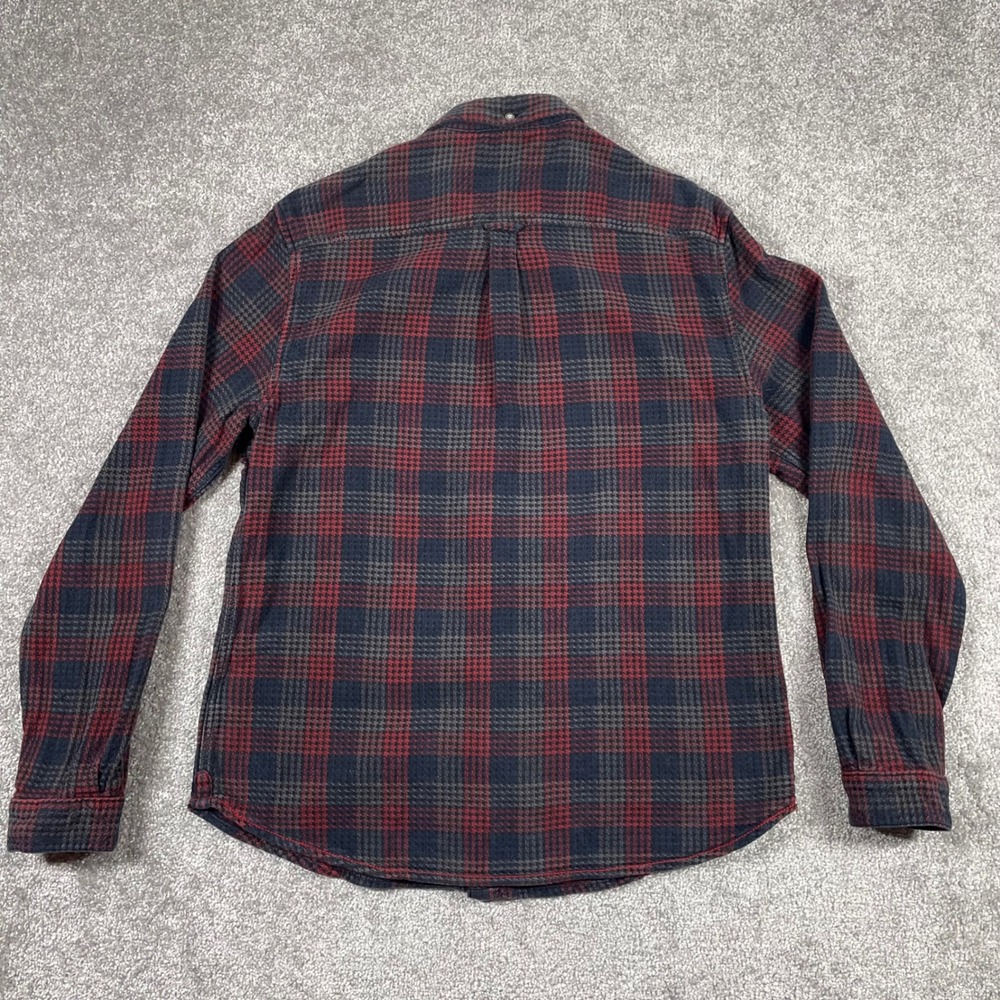 Carbon 2 Cobalt Flannel Shirt Mens Medium Plaid Button Up Cotton Red Black Gray - Picture 8 of 14